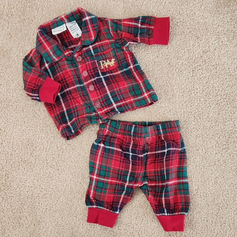 Peter Alexander Baby Flannel Red Plaid Pajama Set Size 0 - 3 Months